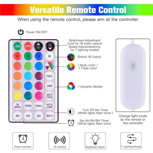 99ft LED Rope Lights Outdoor Indoor Waterproof 18 Color Changing with Remote - Picture 5 of 7